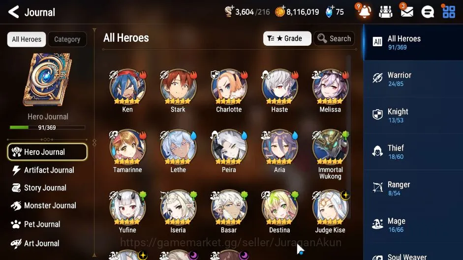 Epic Seven Accounts Mid-Tier Global|Unverif|MidGame|4 ML[Harsetti,SSVivian,RRoana,JKise]+[Stark,IWukong]|POH+Bless ON|Log 4