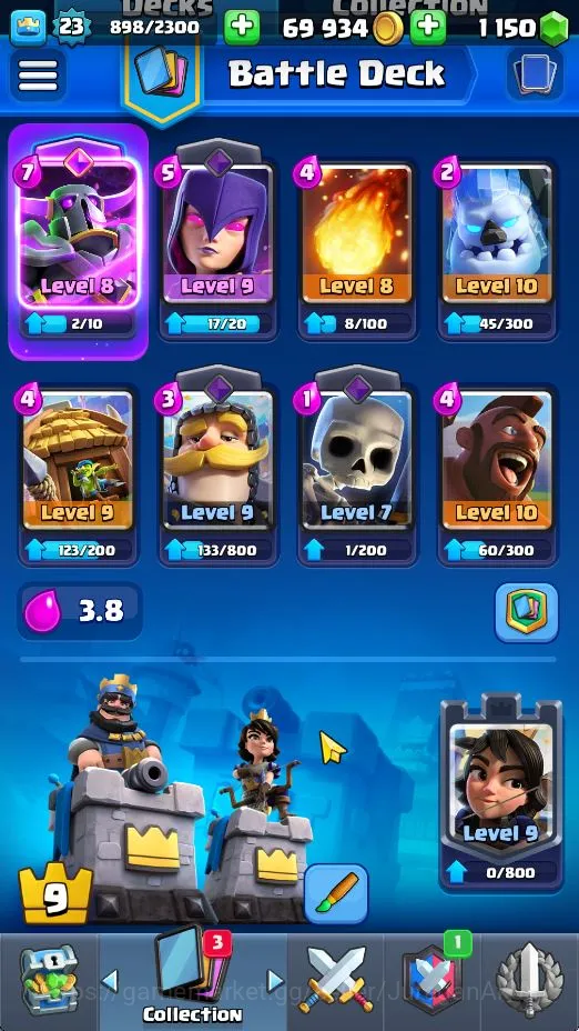 Clash Royale Accounts Starter Lvl 23|Trophy 2969|KTL 9|Limited Skin|Card 63| 3 EVO 17 Epic, 23 Rare, 23 3