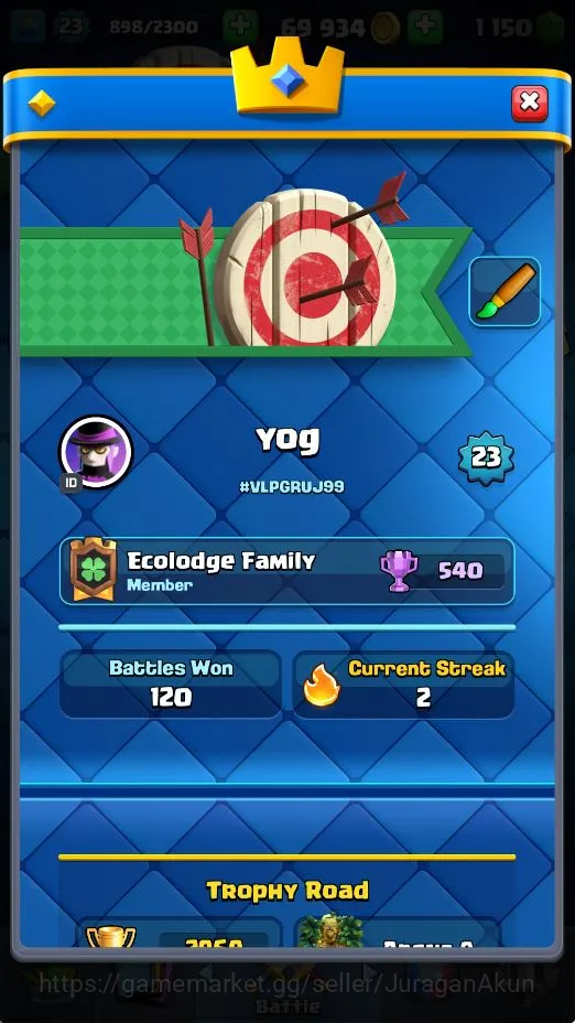 Clash Royale Accounts Starter Lvl 23|Trophy 2969|KTL 9|Limited Skin|Card 63| 3 EVO 17 Epic, 23 Rare, 23 5