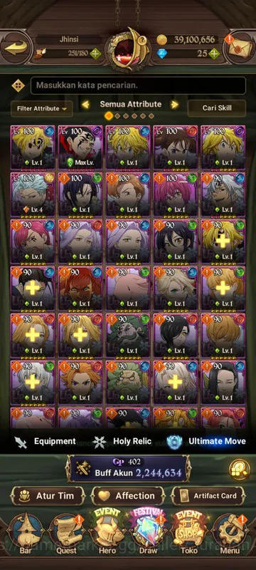 The Seven Deadly Sins: Grand Cross Accounts Midgame Asia |2.2M CC| 5UR (Demon King 6/6, DKMeliodas, Gowther, Lancelot, Thor 3