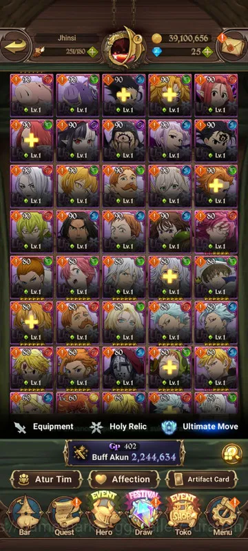 The Seven Deadly Sins: Grand Cross Accounts Midgame Asia |2.2M CC| 5UR (Demon King 6/6, DKMeliodas, Gowther, Lancelot, Thor 4