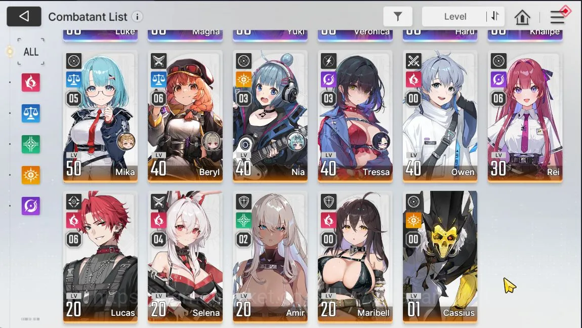 Chaos Zero Nightmare Accounts GLOBAL Lv 45 |6 SSR[(Yuki,Luke,Magna)M2,(Vero,Haru)M1,Khalipe] 11SR[(Rei,Lucas,Beryl)M6,Etc]25 4