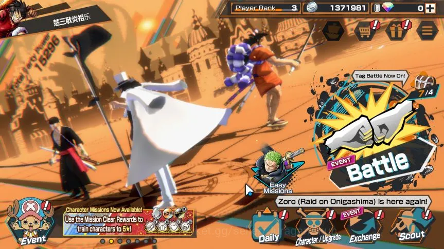 One Piece Bounty Rush Accounts Starter Global | Starter | 3 META EX | Kozuki Oden,Roronoa Zoro,Rob Lucci | Rank 3 | Log 2