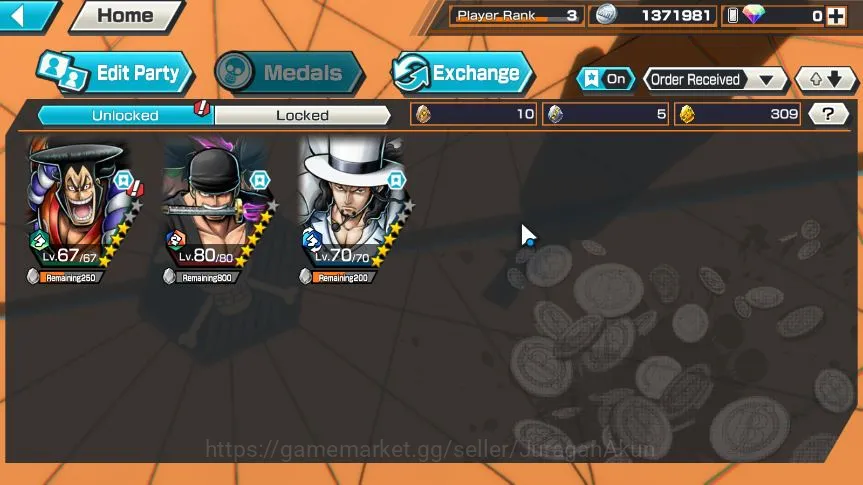 One Piece Bounty Rush Accounts Starter Global | Starter | 3 META EX | Kozuki Oden,Roronoa Zoro,Rob Lucci | Rank 3 | Log 3