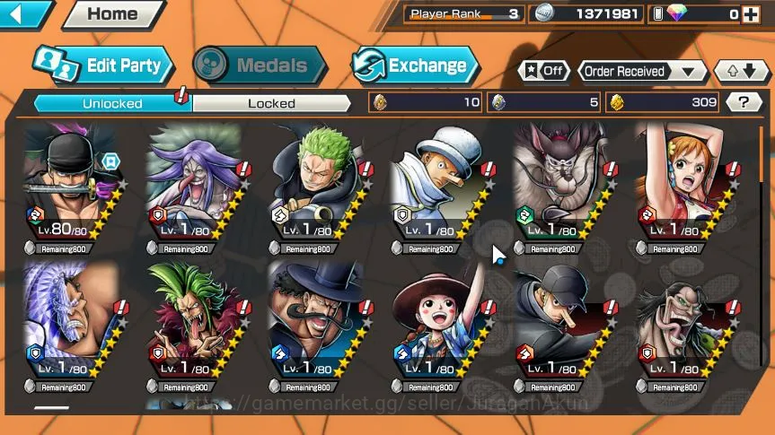 One Piece Bounty Rush Accounts Starter Global | Starter | 3 META EX | Kozuki Oden,Roronoa Zoro,Rob Lucci | Rank 3 | Log 5