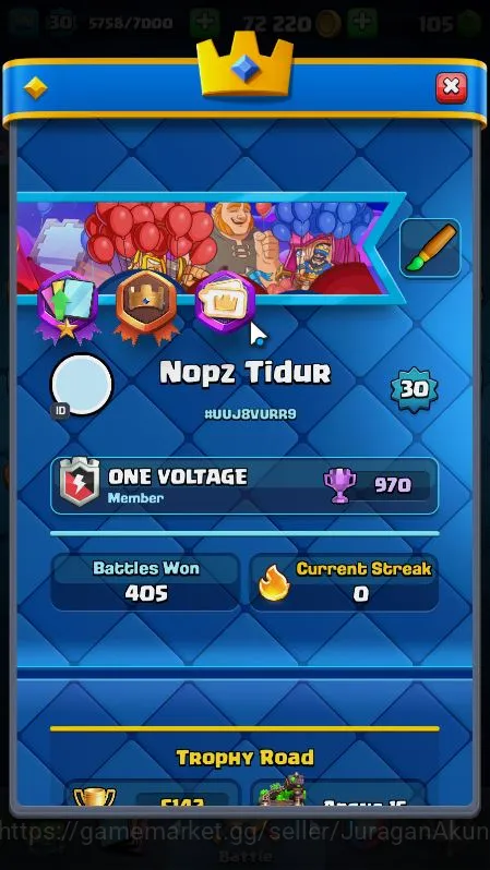Clash Royale Accounts Starter Lvl 30|Trophy 5142|KTL 11|Limited Skin|Card 104|4 EVO,1 Champ,16 Legend,28 Epic,30 Rare,29 3