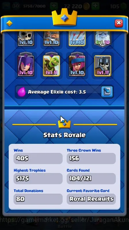 Clash Royale Accounts Starter Lvl 30|Trophy 5142|KTL 11|Limited Skin|Card 104|4 EVO,1 Champ,16 Legend,28 Epic,30 Rare,29 4