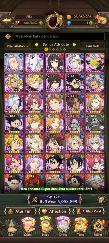 The Seven Deadly Sins: Grand Cross Accounts Endgame Asia |3M CC| 1LR + 5UR + Collab TOG (Ludociel, Mael, EliMeli, Thor, DKM 2