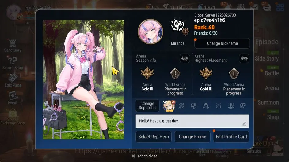 Epic Seven Accounts Mid-Tier Asia Unverif|Best Starter|Low Progress|7 ML(Harsetti,Atywin,Hellion 5