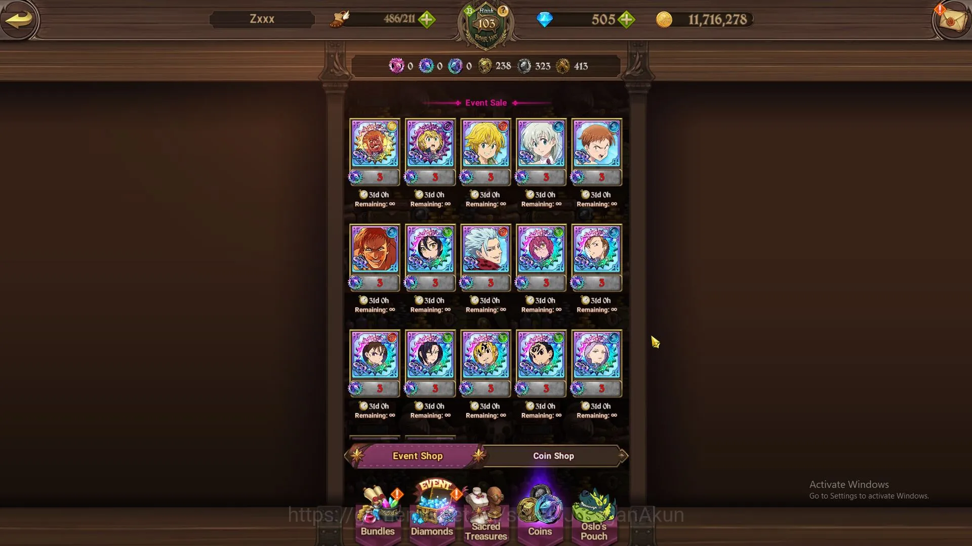 The Seven Deadly Sins: Grand Cross Accounts Midgame ASIA|3,7M CC|2LR+5UR+Full Collab Konosuba+505 4