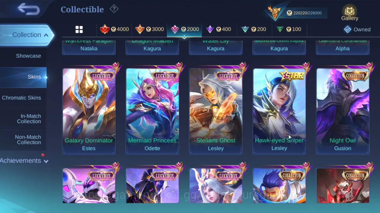 Mobile Legends: Bang Bang Accounts Collector Whale Acc|3 Legend[Valir,Lunox,Alu]Xavier Gojo,Fredrin NeoBeasts,Martis Levi,4 5