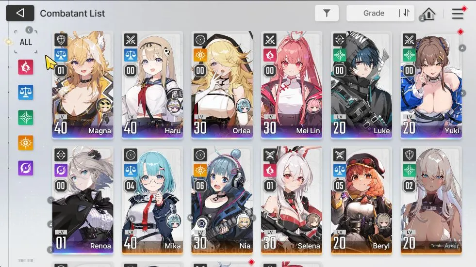 Chaos Zero Nightmare Accounts GLOBAL Lv33| 7 SSR(Magna M1,Haru,Renoa,Orlea,Mei Lin,Luke,Yuki) 9SR(Mika,Nia,Berly,Etc) 14 SR 2
