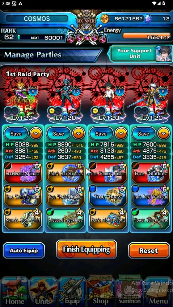 Grand Summoners Accounts End-Game Global|Rank 62|28 Ascend[InumutaTW,RoyTW,ToumaTW,MomoTW,AcceleratorTW,LM 2