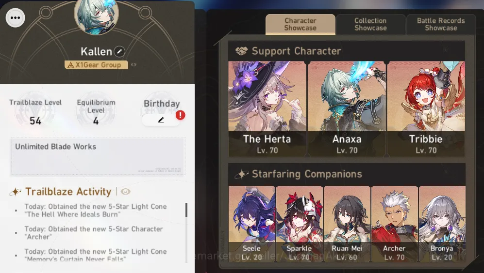 Honkai Star Rail Mid Game ASIA [TL70] 8Limited (TheHerta+Sign,Archer+Sign,An image 1