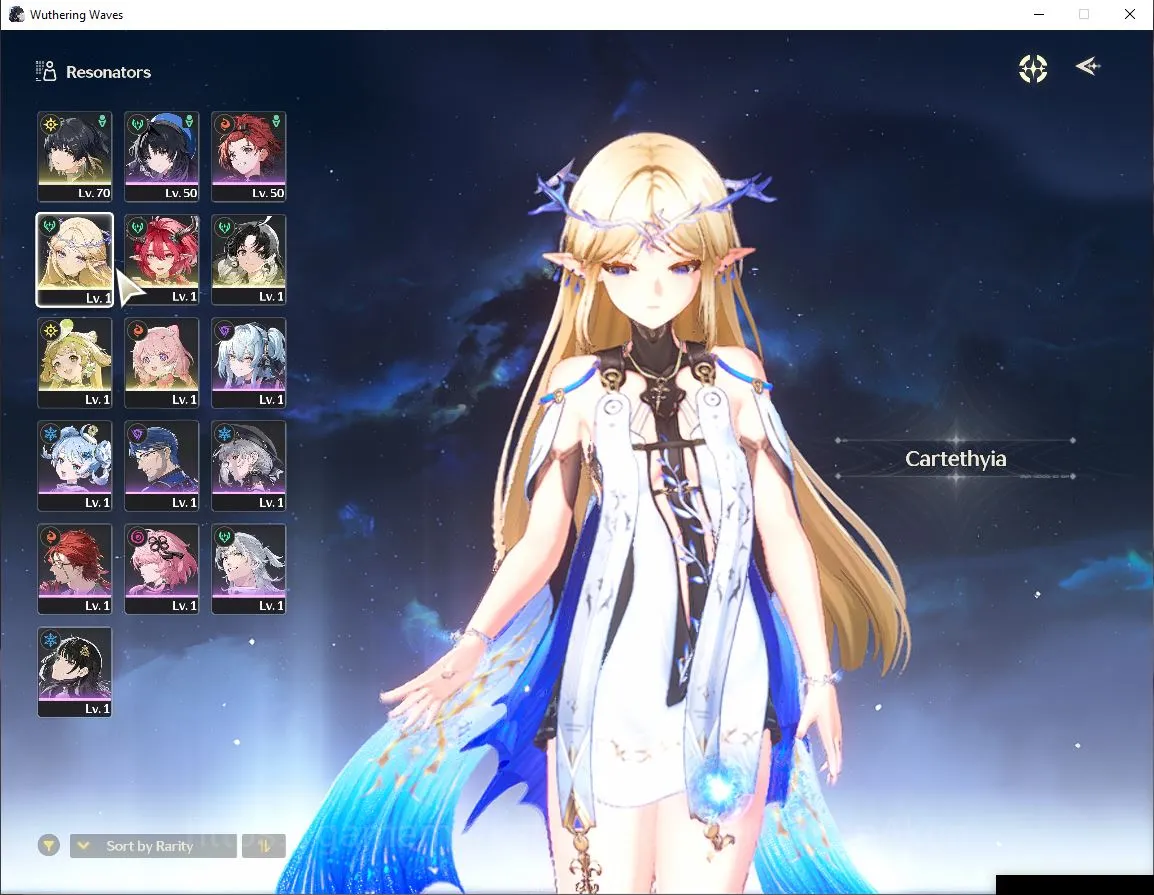 Wuthering Waves Accounts Mid-Game EU | UL 45 | 2 Limited | Cartethyia+Sign,Ciaccona+Sign | DB LV25 | Female MC | Log Kuro 2