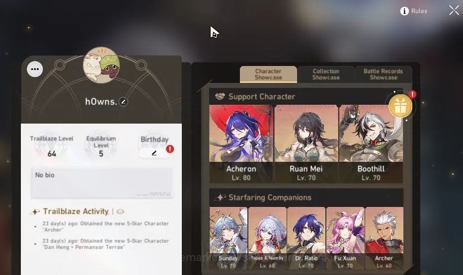 Honkai Star Rail Mid Game ASIA |TL 64 |7 Limited|[Ruan Mei E2, Acheron+Sign] image 1