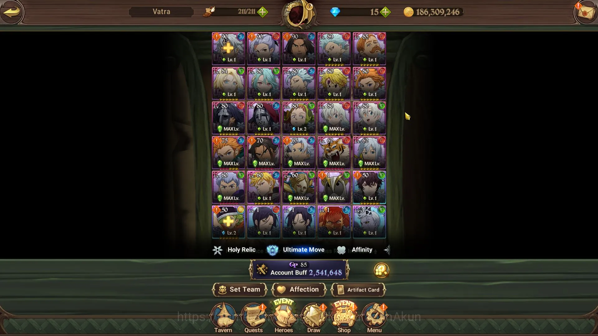 The Seven Deadly Sins: Grand Cross Accounts Midgame ASIA | 2,5M CC | 2UR + Solev Collab (Opprssor Demon King2/6,Lancelot 2