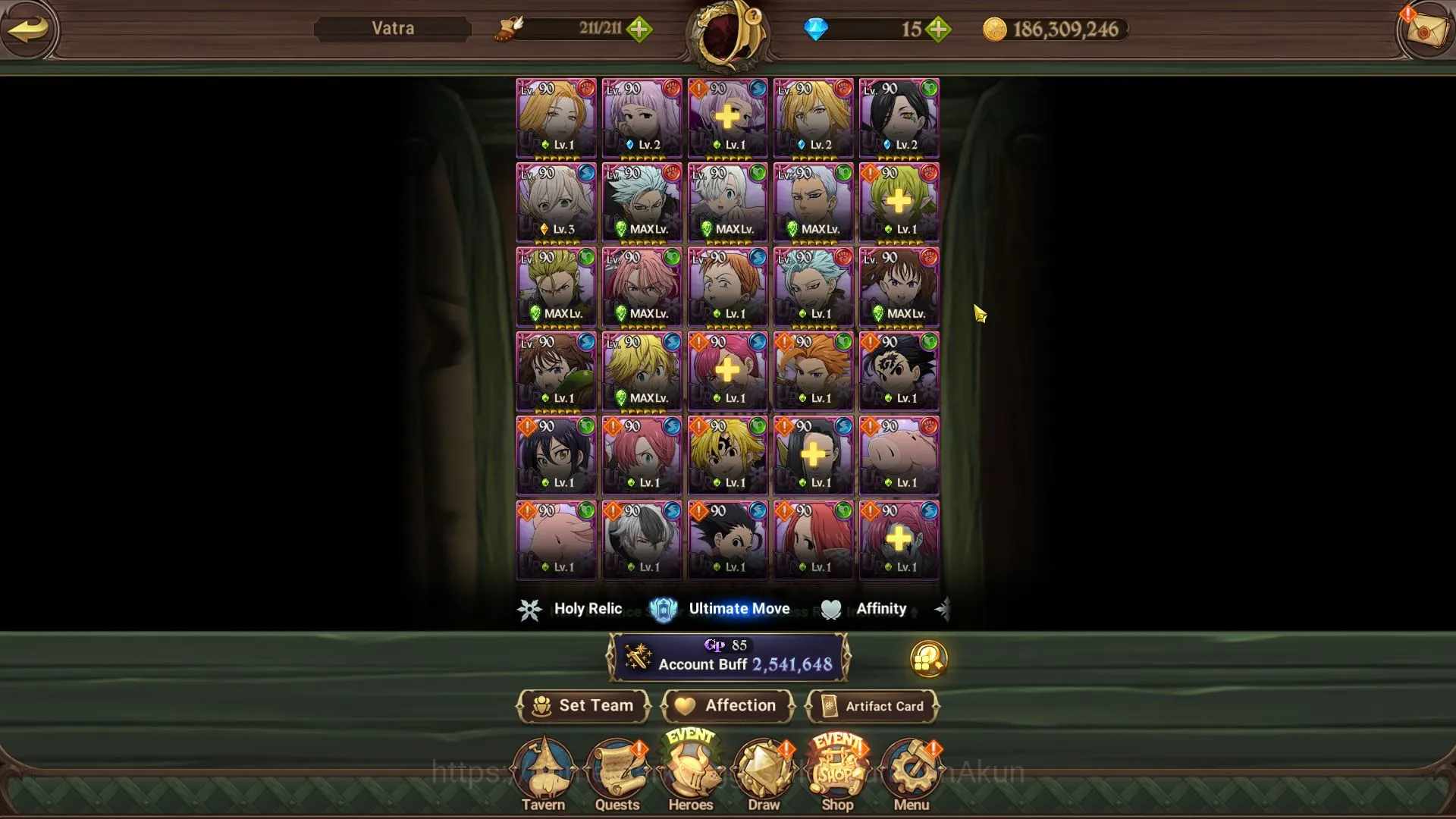 The Seven Deadly Sins: Grand Cross Accounts Midgame ASIA | 2,5M CC | 2UR + Solev Collab (Opprssor Demon King2/6,Lancelot 4