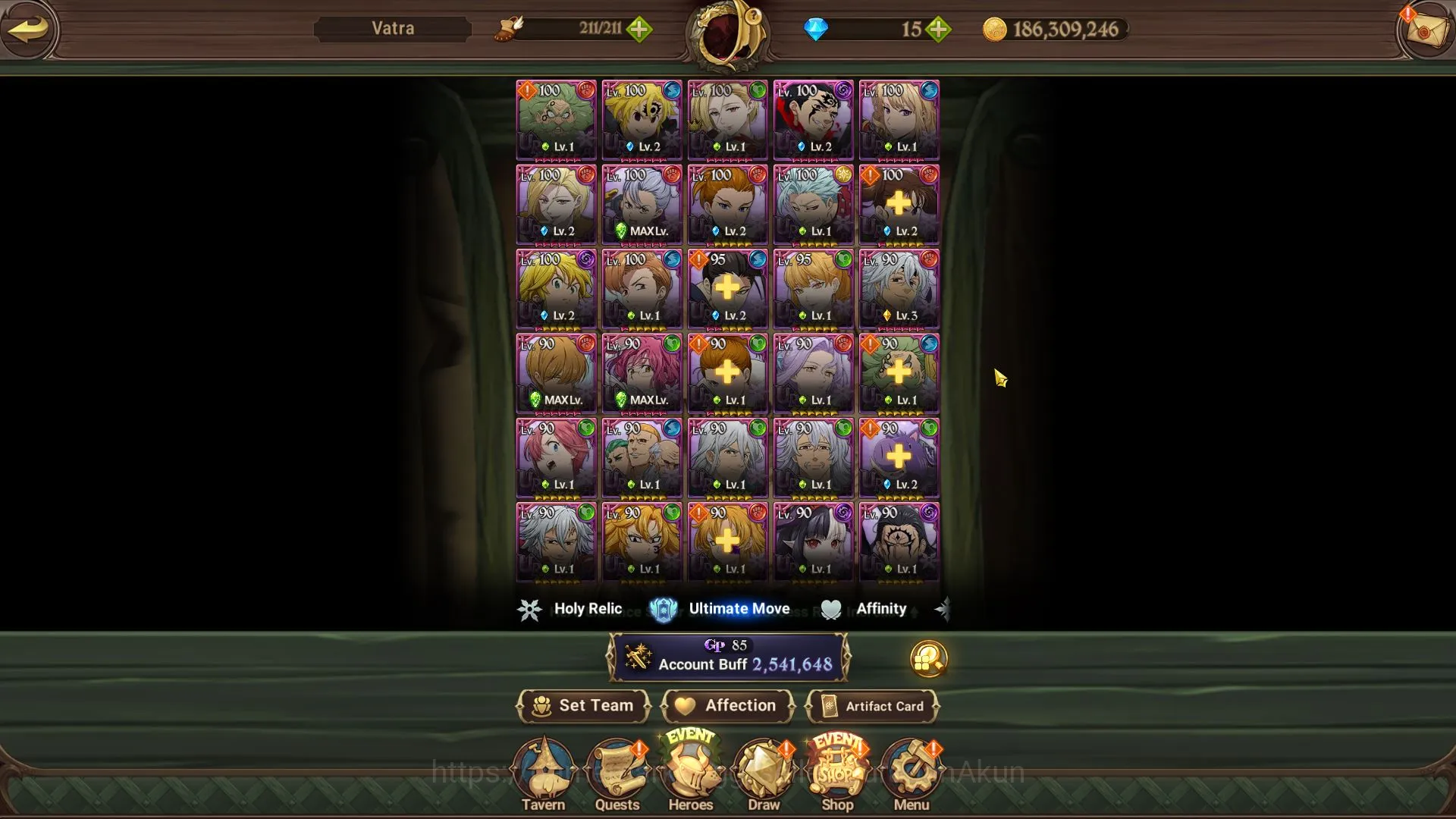 The Seven Deadly Sins: Grand Cross Accounts Midgame ASIA | 2,5M CC | 2UR + Solev Collab (Opprssor Demon King2/6,Lancelot 5