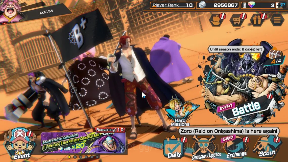 One Piece Bounty Rush Accounts Mid-Tier Global| 4 META EX|Divine Departure Shanks,FR Shanks,FZ Zephyr,Olin The Oiran|Rank 3
