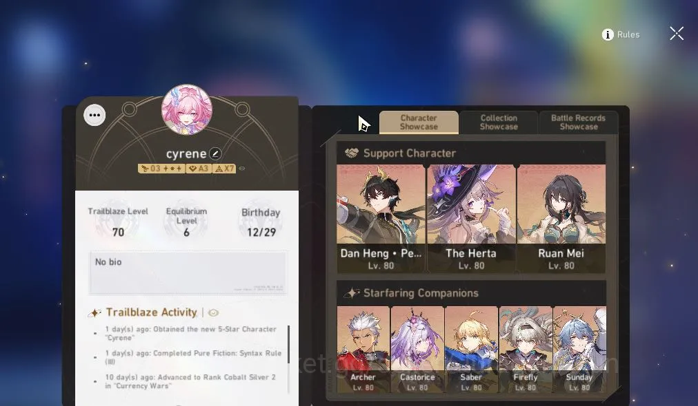 Honkai Star Rail End Game ASIA|TL 70| 19 Limited |[Saber,Castorice,Sunday,Fi image 1