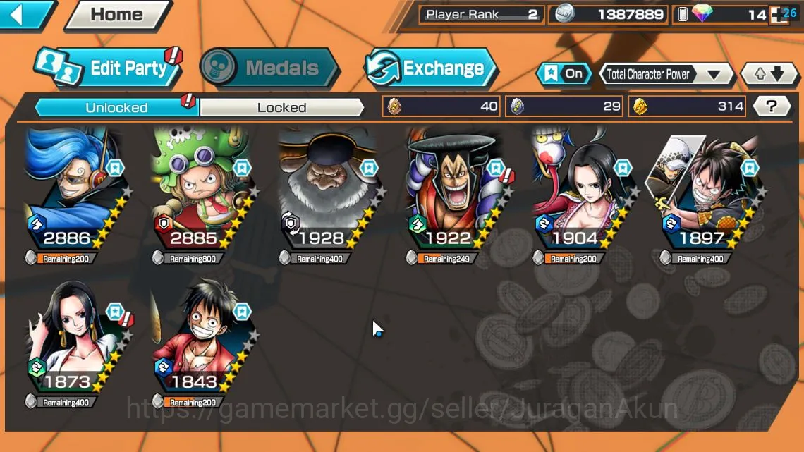 One Piece Bounty Rush Accounts Starter Global|2 META EX|St JayGarcia Saturn,Daimyo Kuri Kozuki Oden|Rank 2|Log Bandai|Check 3