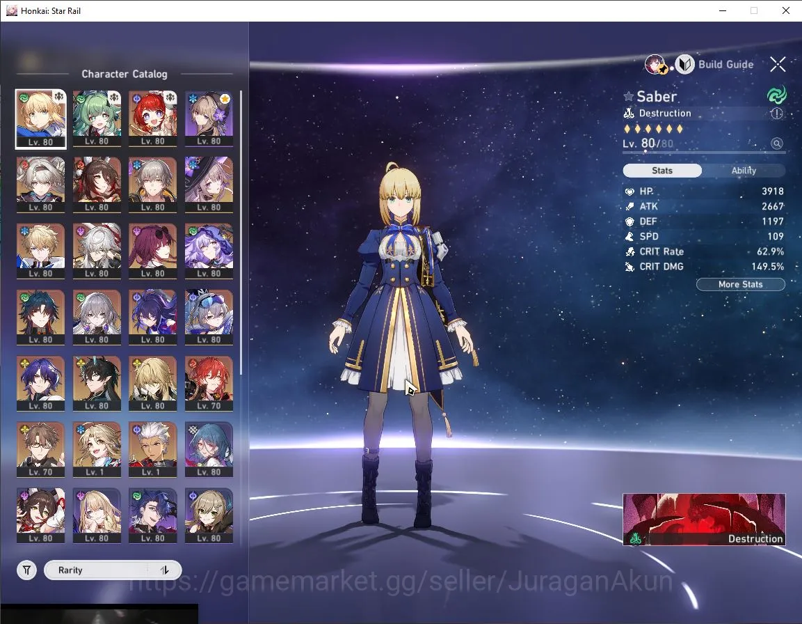 Honkai Star Rail Accounts Mid Game ASIA|TL70|SJ 1449|12 Limited[Saber,Huohuo,B3,Firefly,Fugue,The Herta,Kafka,Dr 3