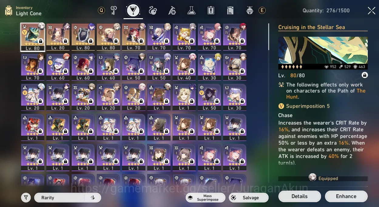 Honkai Star Rail Accounts Mid Game Asia [TL69] 5 Limited (Archeron E1+Sign, The Herta+Sign, Aventurine+Sign, Feixiao, Dr 7