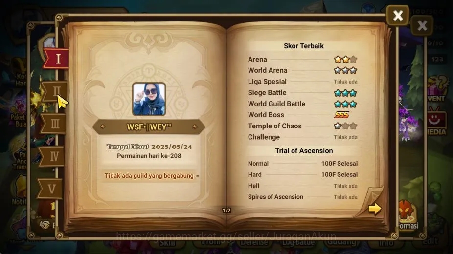 Summoners War: Sky Arena Accounts Mid-Game ASIA |Lv 100|1 LD Lucifer G skin|37+NB5(Leo,Andriana,Riley)|Fast Farm|Speed 2