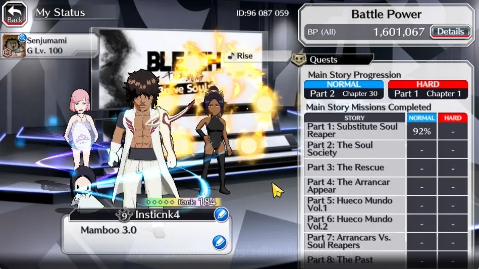 Bleach: Brave Souls Accounts Mid-Tier GLOBAL|FreshStory|13 MT(Ichigo+Rukia 10th,Noel+Macy+Ninny BTW,Uryu+Yasutora 4