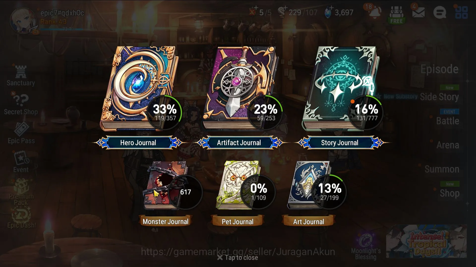 Epic Seven Accounts Mid-Tier Asia Unverif|10ML(Taeyou,Belian,Sez,Lilias)119 Char Robin+art,Aram+art,Kane+art,brieg+art|3.6k 8