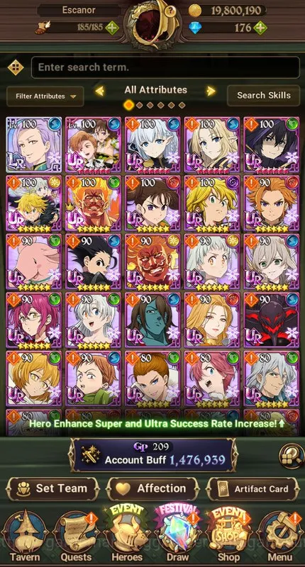 Asia|1,9M CC|5 UR (EliMeli 4/6, KingMeli 2/6, Thor, Sabunak, Indomitable)|Chapter 10|1-6 Village|Code Only|(SDS1452) The Seven Deadly Sins: Grand Cross Midgame Asia|1,9M CC|5 UR (EliMeli 4/6, KingMeli 2/6, Thor image 1