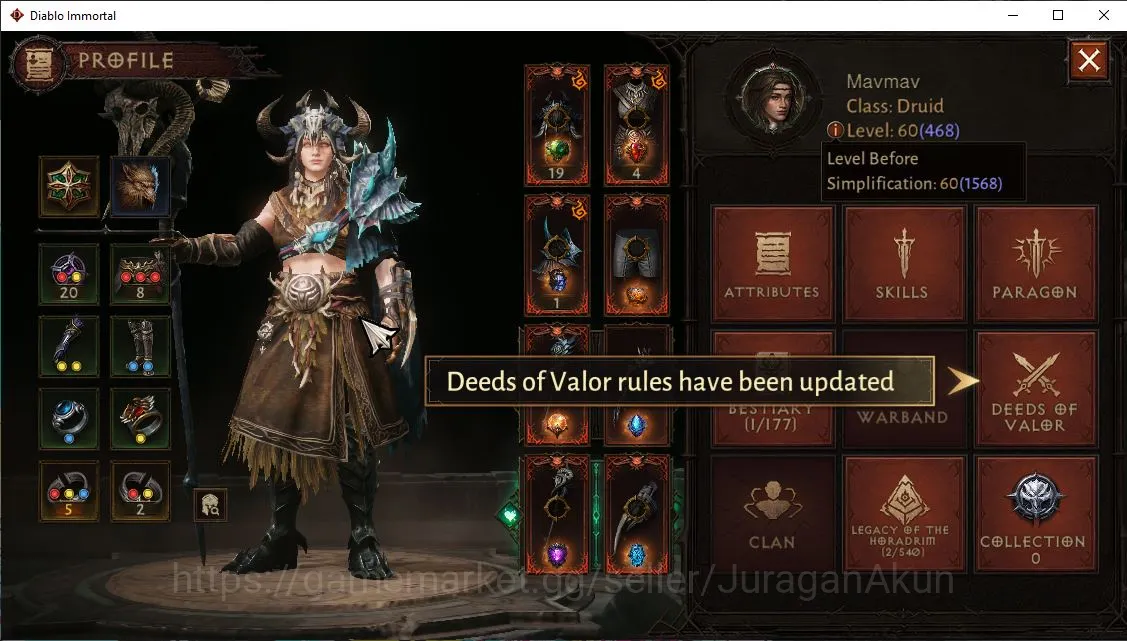 Diablo Immortal Accounts SEA - Vasily|Lv60(468)Durid|27k CR|Reso 420|Hell I image 4