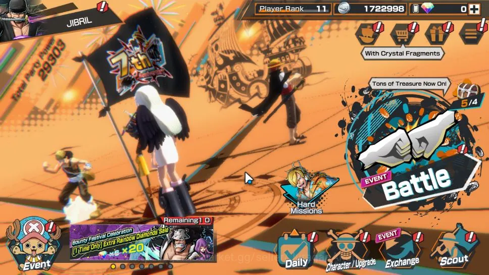One Piece Bounty Rush Accounts Mid-Tier Global | 3 META EX | Kozuki Oden, Roronoa Zoro, S-Snake | Rank 11 | Log Bandai