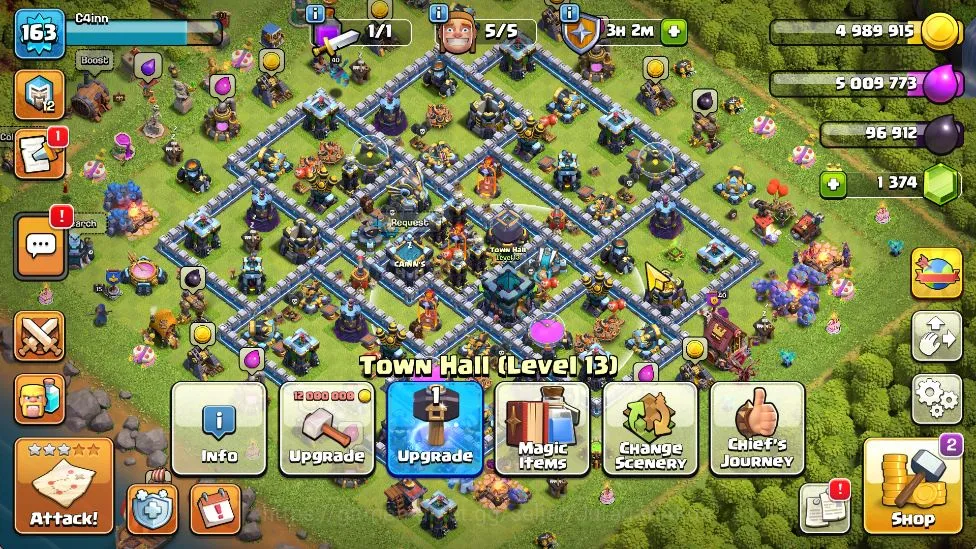 Clash of Clans Accounts TH 13-BH 8|LV245|League Wizard 12 |HH7|BK 65,AQ 70 image 3