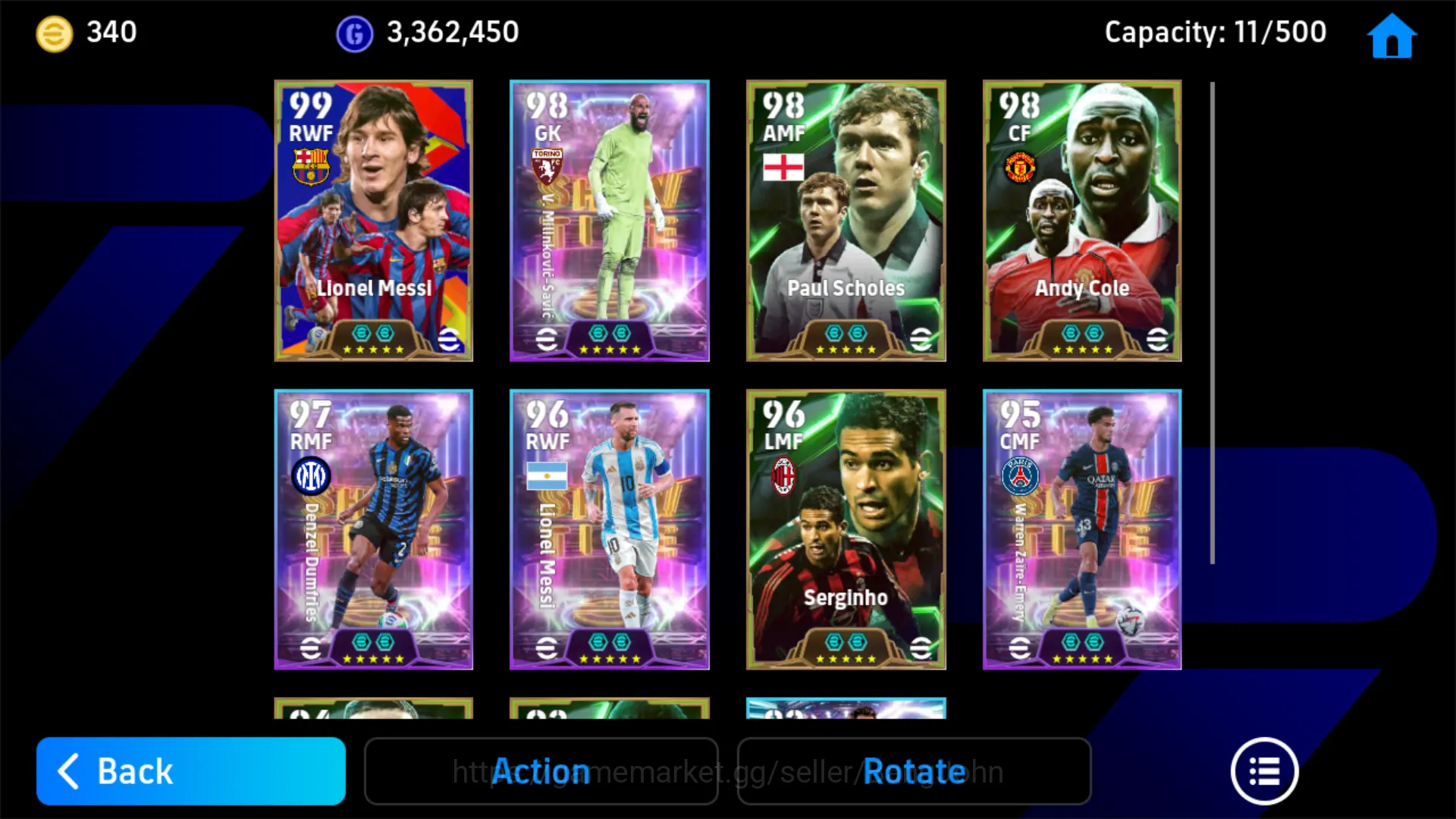 eFootball Accounts Others Power 3136 | Lionel Messi Pack | Andy Cole Epic DB | V. M Savic | Denzel Dumfries Show Time | Aset 3
