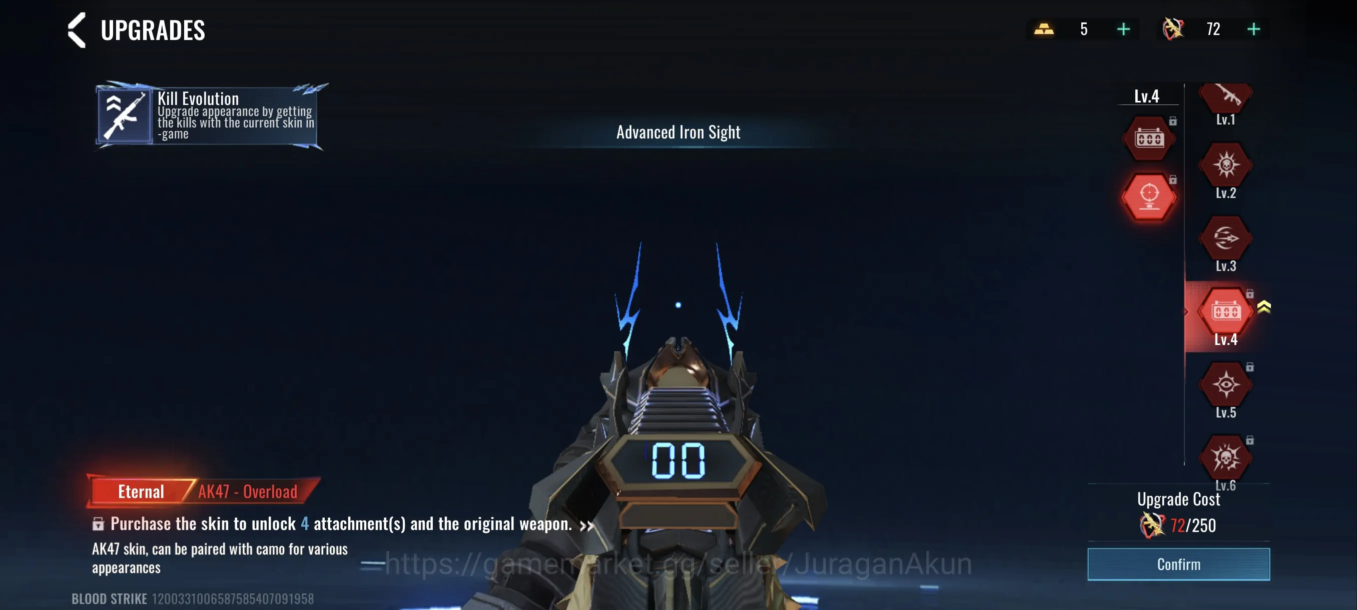 Blood Strike Accounts Mid-Tier Asia|eternal Ak47-Overload,Scar-Molten core,Lightblade-Limbo|Ran-Maiden Of Nightfall,etc|Log 3