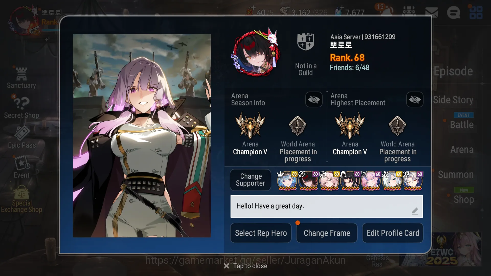 Epic Seven Accounts Mid-Tier Asia Unverif|18ML(BArunka,Sage B&S,BHwayoung,etc)+ Rinak+Art,etc|Rinak Speed 295|WGB Auto|7k 2