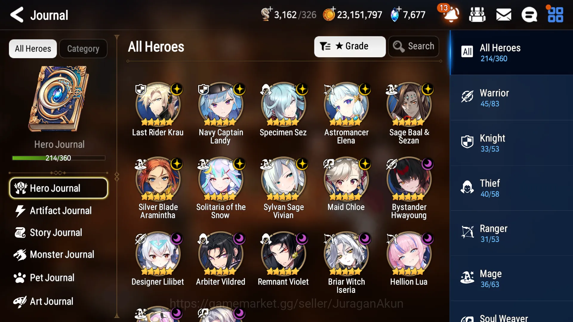 Epic Seven Accounts Mid-Tier Asia Unverif|18ML(BArunka,Sage B&S,BHwayoung,etc)+ Rinak+Art,etc|Rinak Speed 295|WGB Auto|7k 5