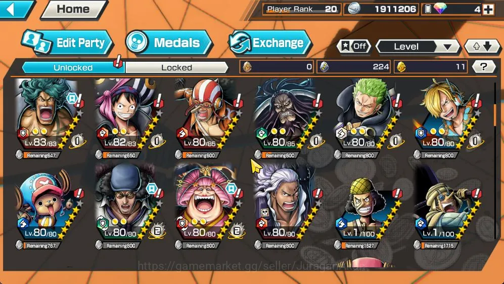 One Piece Bounty Rush Accounts Mid-Tier Global|5 META Extreme [Borsalino,Kuzan,Olin the Oiran,Charlotte Linlin,Film Z 4