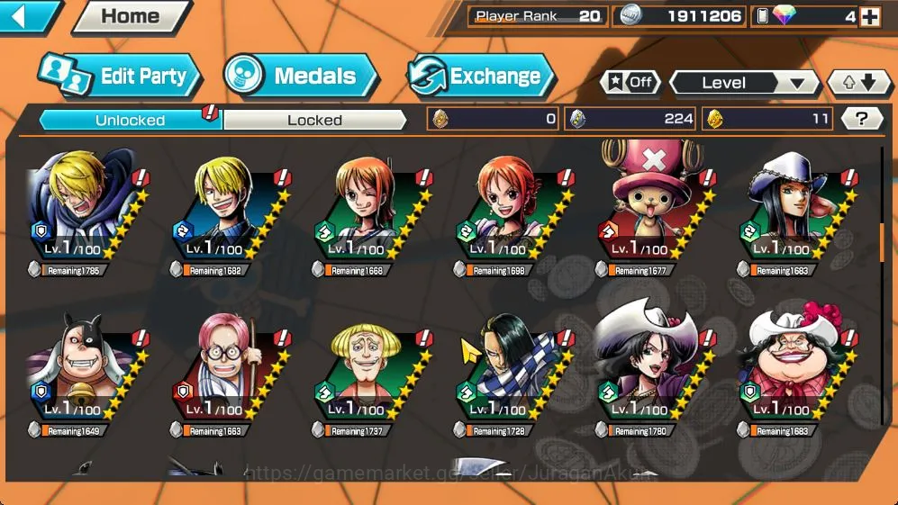 One Piece Bounty Rush Accounts Mid-Tier Global|5 META Extreme [Borsalino,Kuzan,Olin the Oiran,Charlotte Linlin,Film Z 5