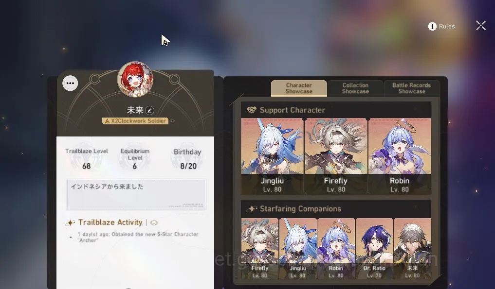 Honkai Star Rail Mid Game ASIA|TL68| 9 Limit [Robin+Sign,Fugue,Firefly,Ruan  image 1