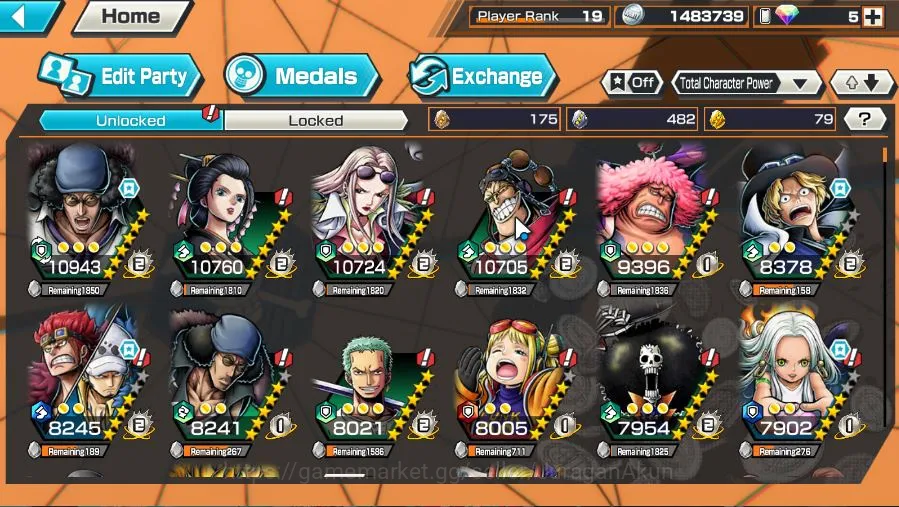 One Piece Bounty Rush Accounts Starter Global|5 META EX|Blackbeard P.Kuzan,F.Emperor Sabo,BMO Kid&Law,Seraphim S-Snake,BMO 5
