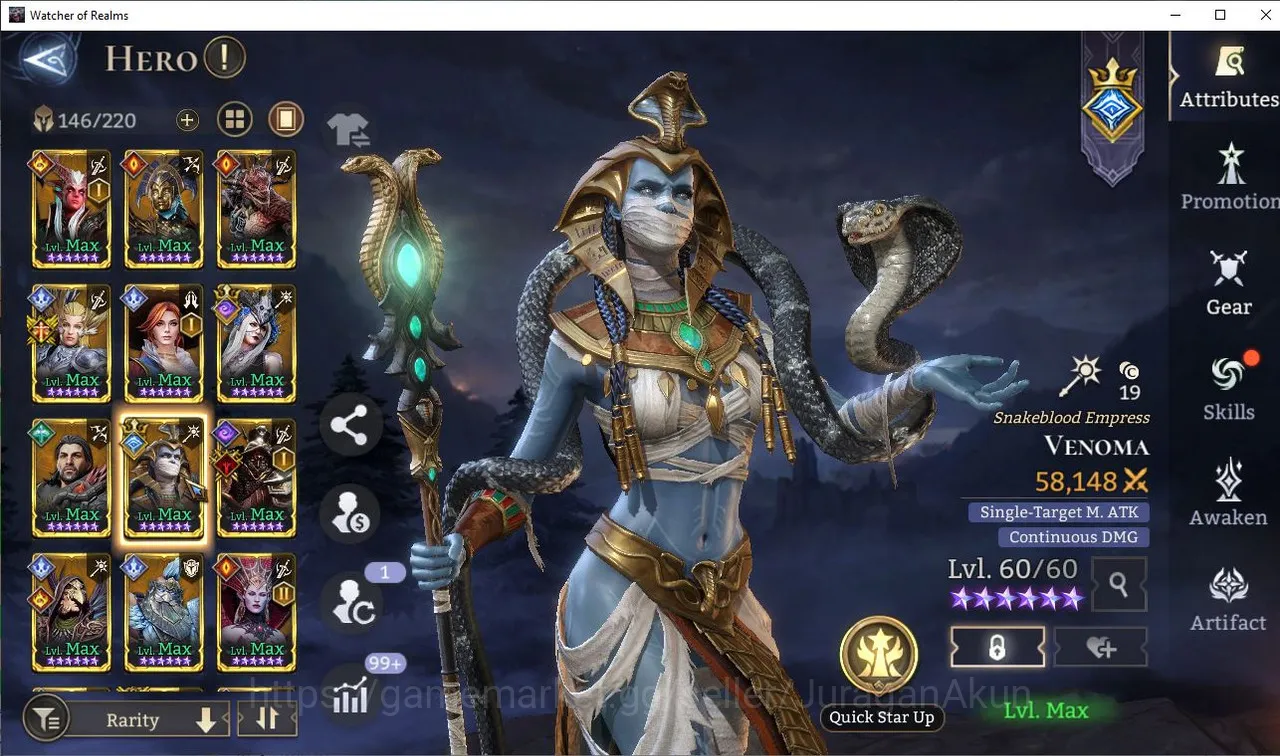 Watcher of Realms Accounts Mid-Tier Global 600xx | 2100K Power| 19 Legendary(Lord Venoma, Lord Morrigan, Salazar, Valkyra 5