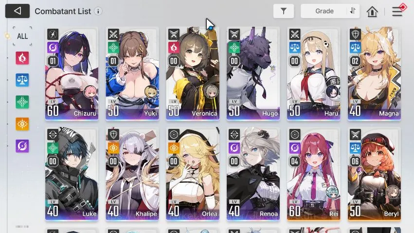 Chaos Zero Nightmare Accounts ASIA Lv50|10 SSR (YukiM1+Sign,Chizuru,MagnaM2,Haru,Veronica,Hugo,etc)|11 3