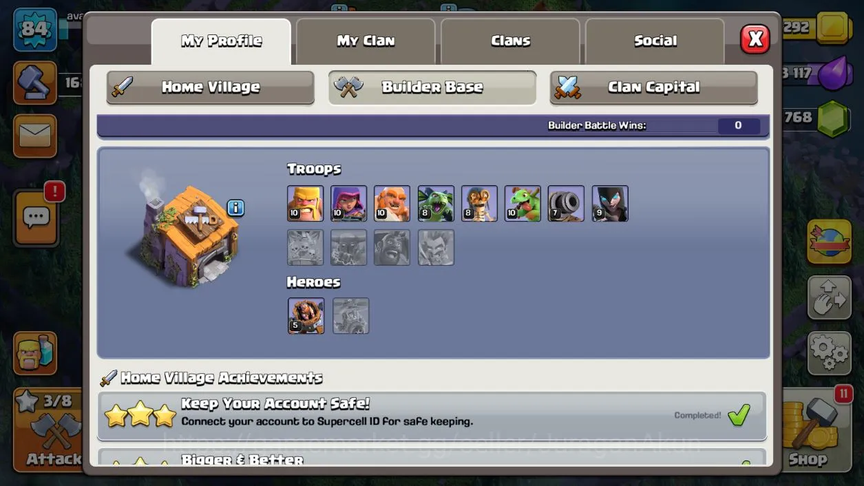 Clash of Clans Accounts Builder Base TH 12 - BH 6|LV 84|TROPHY 2144|HH 5|BK 46,AQ 42,GW 19,MP 29,RC 0|CN OFF|Protect Off 3