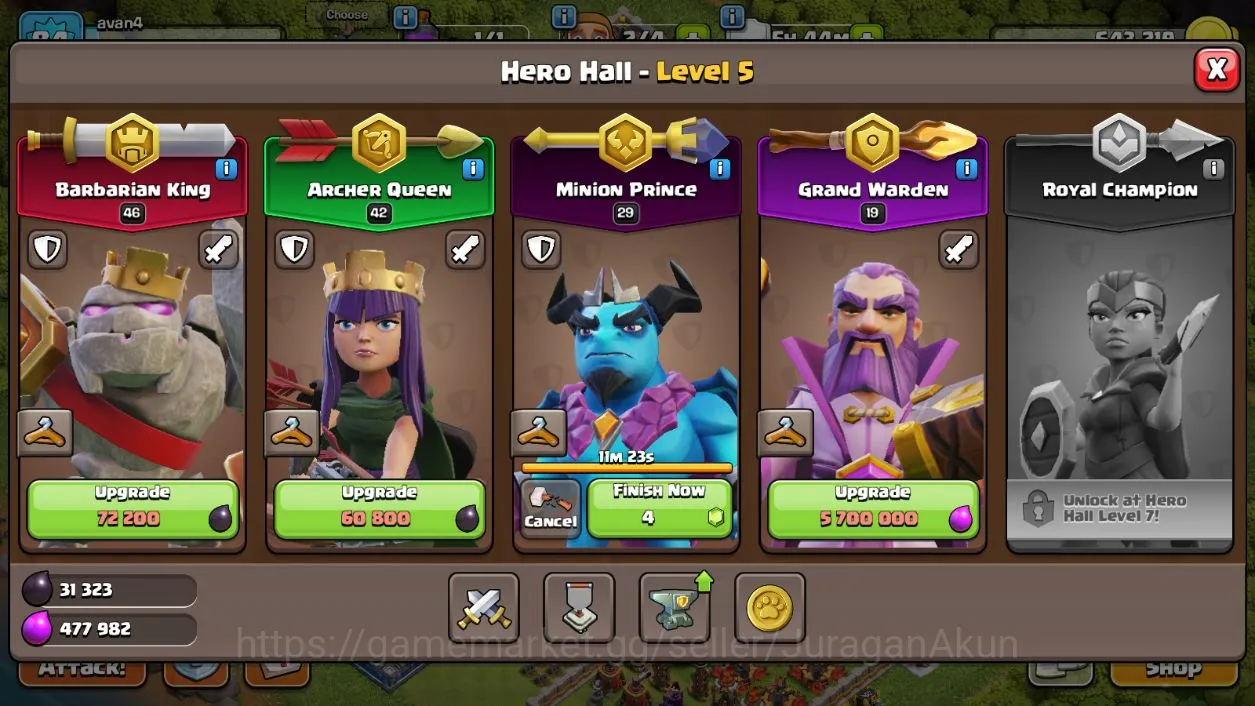Clash of Clans Accounts Builder Base TH 12 - BH 6|LV 84|TROPHY 2144|HH 5|BK 46,AQ 42,GW 19,MP 29,RC 0|CN OFF|Protect Off 5