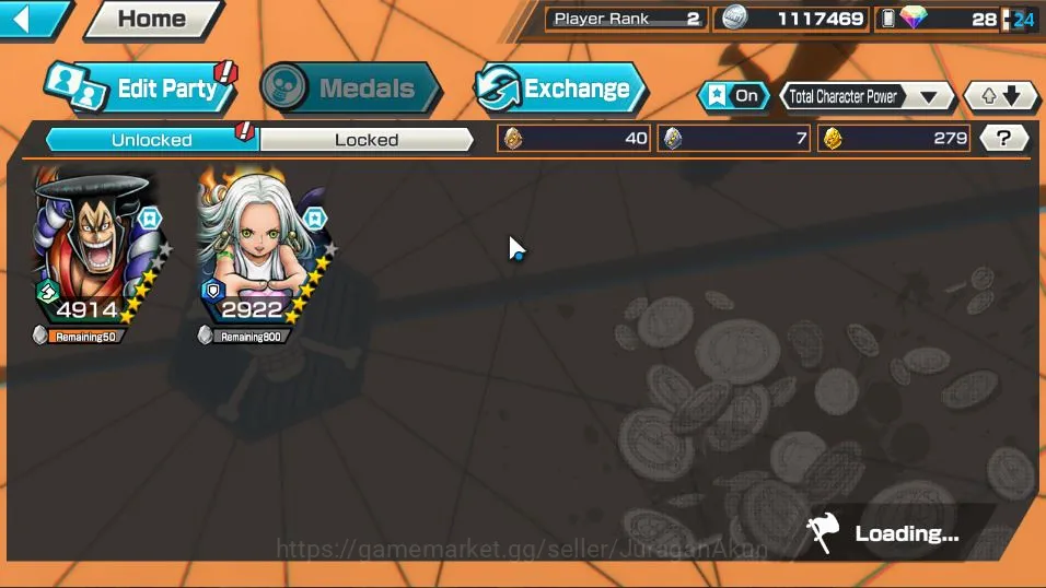 One Piece Bounty Rush Accounts Mid-Tier Global| 2 META EX | Daimyo of Kuri Kozuki Oden , Seraphim S-Snake | Rank 2 |Log 4