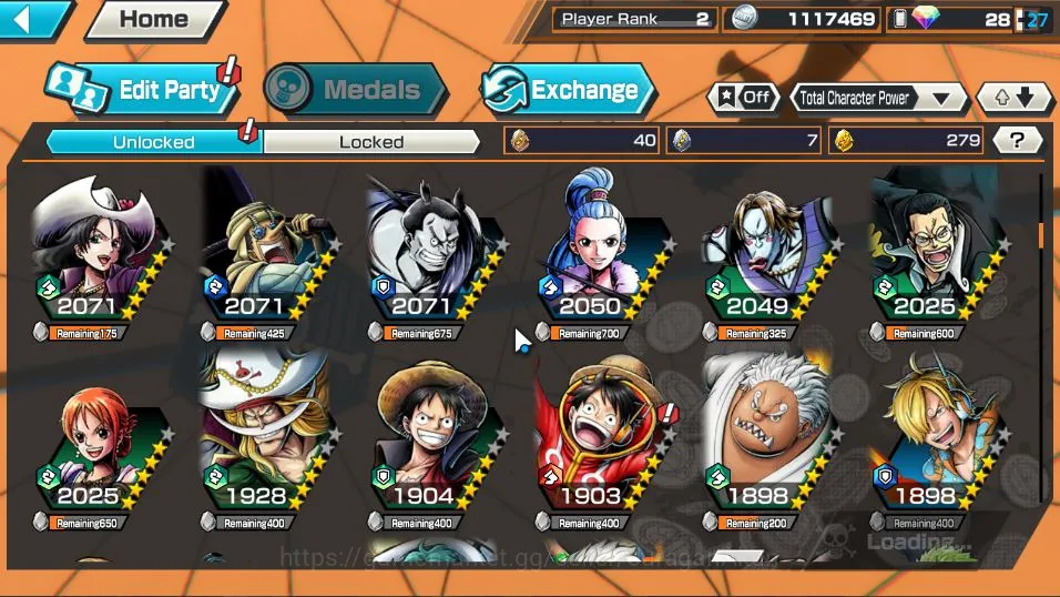 One Piece Bounty Rush Accounts Mid-Tier Global| 2 META EX | Daimyo of Kuri Kozuki Oden , Seraphim S-Snake | Rank 2 |Log 7