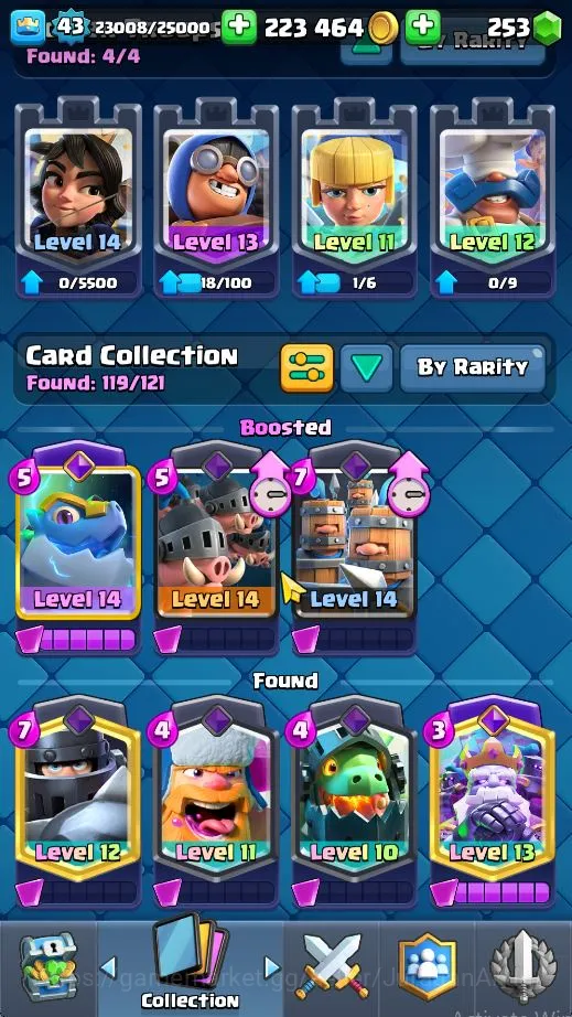 Clash Royale Accounts High-End Lvl43|Trophy 9047|Limited Skin|KTL 14|Card 119|10 EVO,6 Champion,21 Legend,33 Epic,30 Rare,29 3